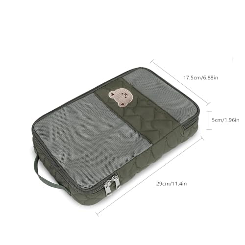 Baby Diaper Bag Organizer Pouches - 2 Pack Waterproof Pod Hanging Diaper Bag Cute Bear Mesh Bag Reusable, Washable or Baby Cloth Diapers (Green&Pink) - color: Green&Pink