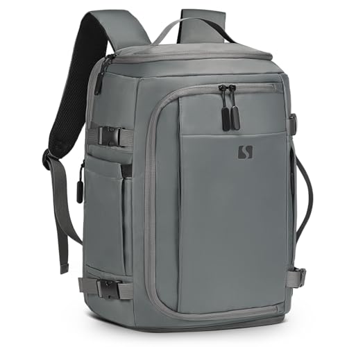 35L Travel Backpack 17" Laptop Backpack W/USB-C Port, Expandable Carry-On Bag, TSA Flight Approved Water-Resistant for Business College, Grey - color: Grey