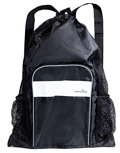 Athletico Mesh Swim Bag - Mesh Pool Bag With Wet & Dry Compartments for Swimming, the Beach, Camping and More - color: Black
