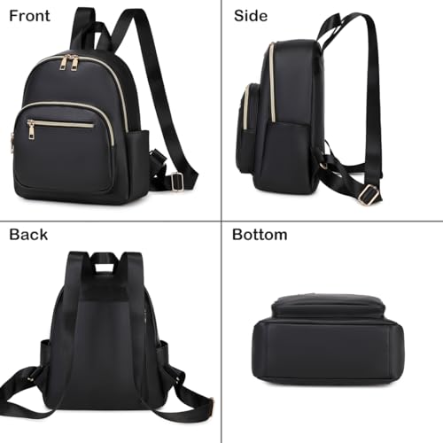 Mini Backpack Purse for Women PU Leather Small Backpack Fashion Multi Pockets Casual Daypacks Ladies Travel Shoulder Bags Black - color: Black