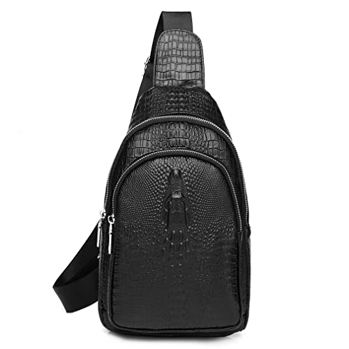 Vintage Leather Sling Bag Backpack for Men Crossbody Shoulder Chest DayPack Backpacks - color: #91black