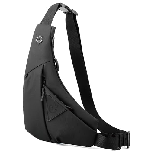 Small Sling Shoulder Crossbody Bag Men Women, Lightweight Anti-theft One Strap Casual Chest Bag Slim Backpack for Outdoor Walking Trip Hiking Biking Black - color: Black