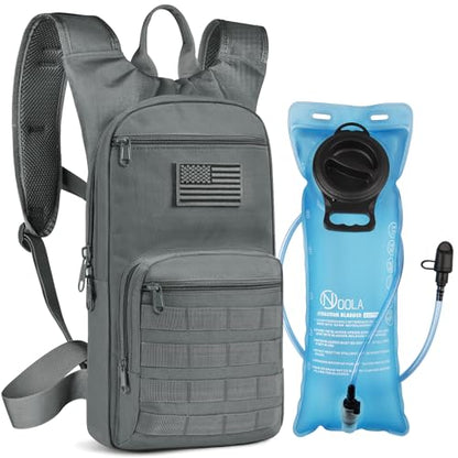 NOOLA 3L Hydration Backpack, Water Backpack with TPU Water Bladder, Tactical Hydration Pack for Men Women, Molle Water Backpack for Hiking, Biking, and Hunting - color: Grey