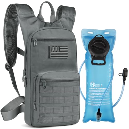 NOOLA 3L Hydration Backpack, Water Backpack with TPU Water Bladder, Tactical Hydration Pack for Men Women, Molle Water Backpack for Hiking, Biking, and Hunting - color: Grey