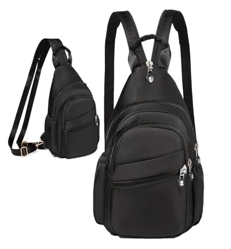 Xsecnua Small Crossbody Bag Convertible Mini Backpack for Women, Cross Body Sling Bag Sling Backpack for Travel Daypack - color: Dark Black