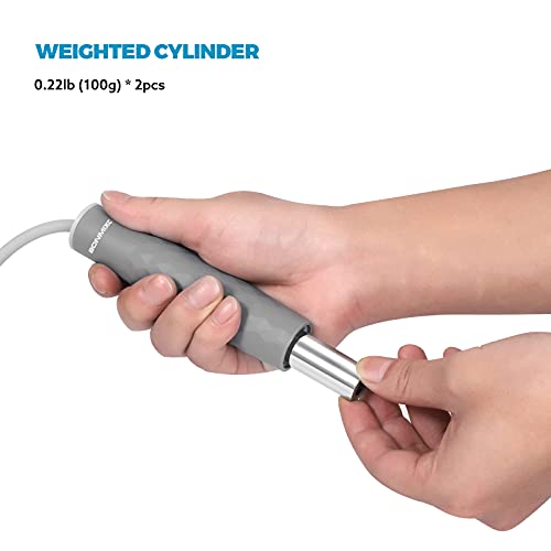 Jump Rope 3 Styles | 1-LB Weighted Jump Rope for Adults Women. || Speed Jump Rope with Ball Bearings for Fitness. ||| Lightweight Skipping Ropes (2 Pack) for Kids and Adult Beginners. - color: 1LB Weighted Gray (1 Pack)