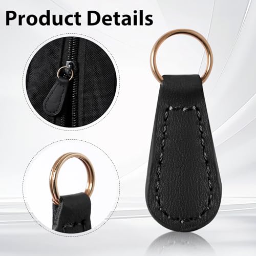 Deoward Zipper Pull Replacement PU Leather Zipper Tag Fixer Pull Repair for Backpacks, Jackets, Luggage, Purses, Suitcases, Handbags (6 PCS) - style: Zipper Pulls (Black)