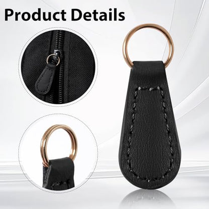 Deoward Zipper Pull Replacement PU Leather Zipper Tag Fixer Pull Repair for Backpacks, Jackets, Luggage, Purses, Suitcases, Handbags (6 PCS) - style: Zipper Pulls (Black)