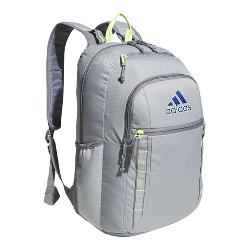 adidas Excel 7 School Backpack for Laptop, Gym and Travel, 34L, Stone Grey/Team Royal Blue/Lucid Lemon Yellow/7, OSFA - color: Stone Grey/Team Royal Blue/Lucid Lemon Yellow/7, size: One Size
