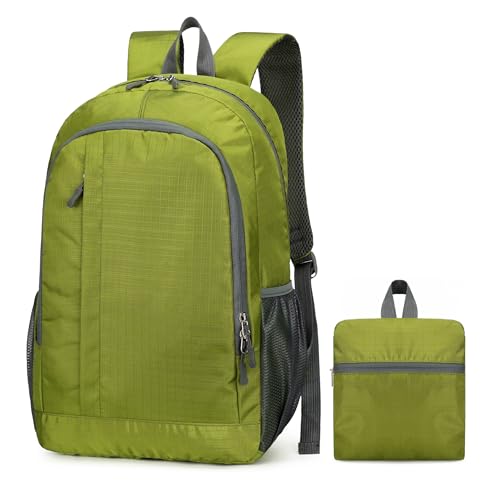 Ultra Lightweight-Packable-Hiking-Backpack Foldable Travel Camping Daypack Casual Outdoor Water-resistant 25L Bags (Green) - color: Green