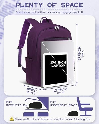 Backpack for Middle High School Teen Boys Girls Large College Bookbag with Laptop Compartment Back to School Book Bags Mochilas Escolares para Niños Niñas Adolescentes (Dark Purple, Solid) - color: Dark Purple