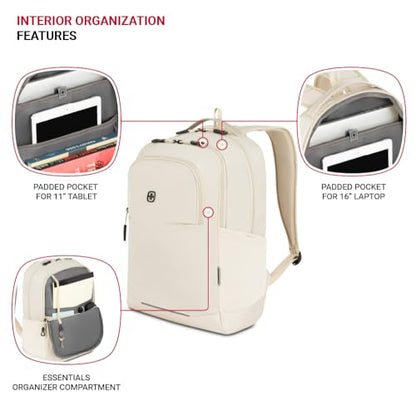 SwissGear Orientation Laptop Backpack, Sandshell, 17"x12"x7" - color: Sandshell, style: Orientation