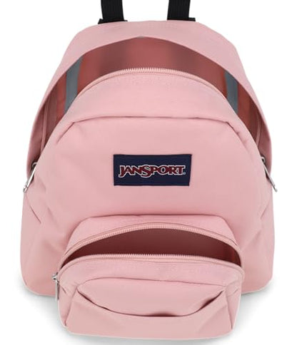 JanSport Half Pint Mini Backpack, 10.2 L - Durable Mini Bag Purse with Adjustable Shoulder Straps, Single Main Compartment, Zippered Stash Pocket, Misty Rose - color: Misty Rose