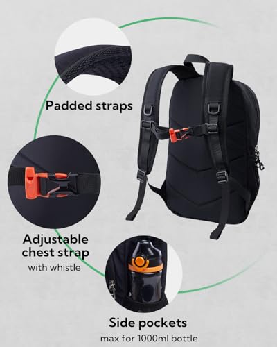 WATERFLY 12L Small Hiking Backpack: Day Pack Lightweight Travel Bag Camping Fitness Cycling Outdoor Sports Daypack For Women Men Teenager - color: Black