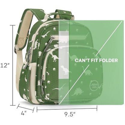 mibasies Toddler Backpacks for Boys 2-4: Little Kid Backpack for Preschool Prek Daycare - Dinosaur Green - color: Dinosaur Green, style: Toddler-12"h(not Fit Folder)