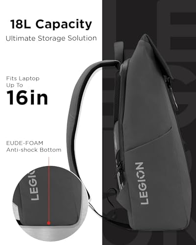 Lenovo Legion Gaming Backpack GB400 for Computers Up to 16 Inch - Lightweight Water Repellant Bag with Multiple Pockets, & Superior Valuables Protection for Gamers (Black) - style: Gb400