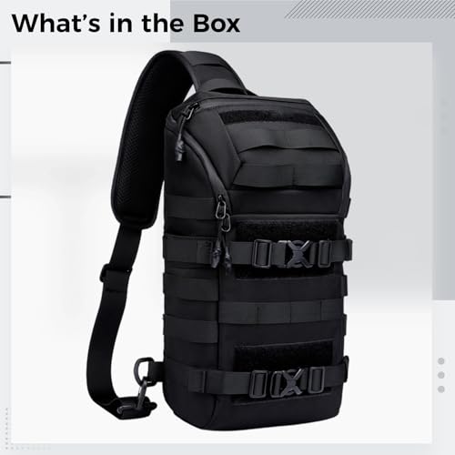 Armed Chest Pack, 15.7 X 4.7 X 8.7 In, Waterproof Sling Backpack For Men, Black, Hiking Cycling Travel Multifunctional Bag