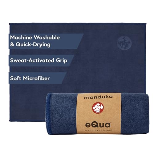 Manduka eQua Hot Yoga Mat Towel - 72" | Instant Moisture Activated Grip | Ultra Soft Microfiber | Quick Dry, Daily Use Ready | Lightweight, Travel Friendly Mat Layer - color: Midnight Blue