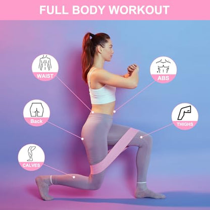 PATIKIL Booty Resistance Bands for Working Out Non-Slip Workout Elastic Fabric Resistance Loops with Bag and Instruction - color: Pink, Rose Red, Rubber Red