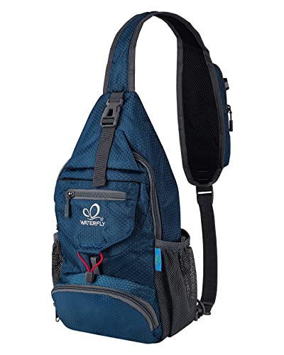 WATERFLY Packable Small Crossbody Sling Backpack Shoulder Chest Bag Daypack for Hiking Traveling - color: Blue