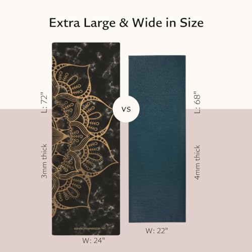 Shakti Warrior Pro Hemp Mat - Artist Designed, Premium Printed Eco-Friendly Non-Slip mat, Great for Regular & Hot Yoga, Pilates, Workouts 72 inch x 24 inch x 3mm Thick - color: Sahasrara