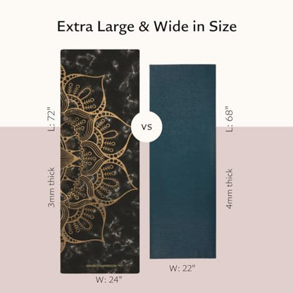 Shakti Warrior Pro Hemp Mat - Artist Designed, Premium Printed Eco-Friendly Non-Slip mat, Great for Regular & Hot Yoga, Pilates, Workouts 72 inch x 24 inch x 3mm Thick - color: Sahasrara