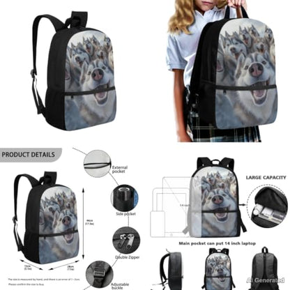 Dog Backpack for Kids Girls Backpack with Lunch Box Pencil Case and Water Bottle Holder Set 4 Pieces Cute Backpacks for Teen Girls Back to School Bags with Adjustable Straps - color: Dog