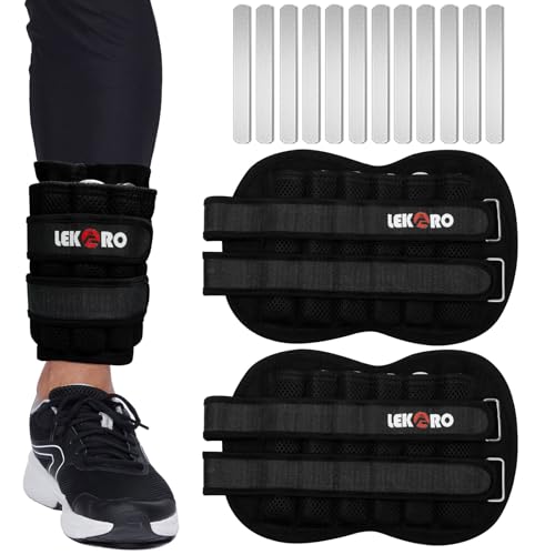 Ankle Weights Wrist Weights for Men Women, 1 Pair Adjustable Removable Steel Weighted Plates Arm Leg Weights for Walking Running Pilates, Fitness Weights - color: Adjustable Ankle Weights 11 LBS