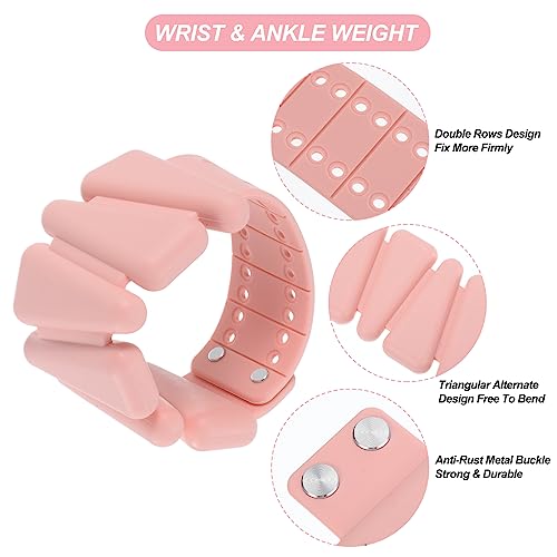 PATIKIL Adjustable Wrist Weights Set of 2, 2Lbs Total (1lb Each) Silicone Ankle Walking Weights for Women Men Bracelets for Training Yoga Jogging Aerobics - color: Light Pink
