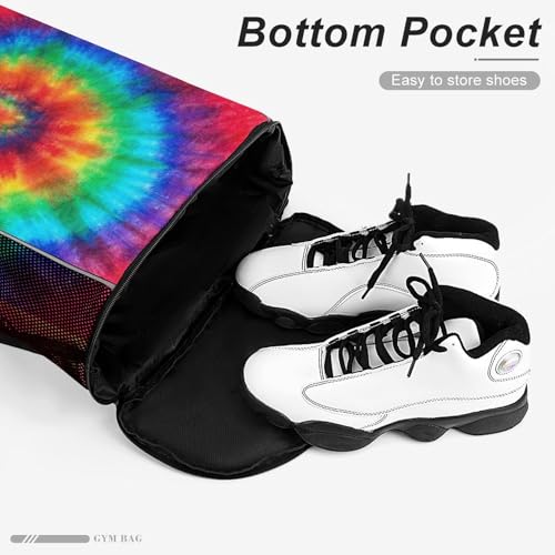 Tie Dye Drawstring Backpack Gym Bag With Shoe Compartment String Bag Sport Beach Swimming Sackpack For Women Men - color: Tie Dye