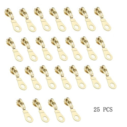 #5 Gold Metallic Nylon Coil Zipper by The Yard, Bulk 10 Yards Black Tape Gold Teeth with 25PCS Gold Zippers Pulls for Sewing, Bags, Purses YIGUANXIN - color: Black-Gold