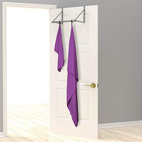 EPAuto 2-Pack Microfiber Quick Dry Towel Set - Lightweight, Super Absorbent & Compact Travel Towels (60"x30" & 24"x15") for Gym, Camping, Beach, Yoga & Backpacking, Purple - color: Purple