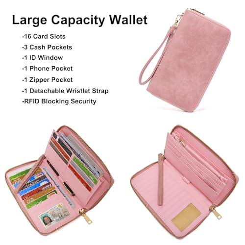 Soperwillton Women Fashion Backpack Purse Anti-Theft Leather Shoulder Bag Travel Multi Pockets Handbag Wallet Set 3pcs - color: Pink