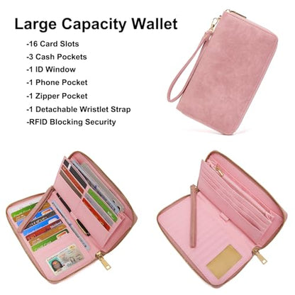 Soperwillton Women Fashion Backpack Purse Anti-Theft Leather Shoulder Bag Travel Multi Pockets Handbag Wallet Set 3pcs - color: Pink