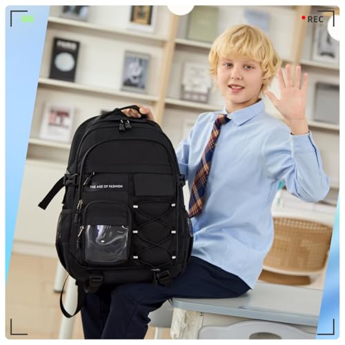 Laptop Backpack Boys Teen Bookbag Kids Middle Schoolbag Women Men 18in(Black) - color: 2-black