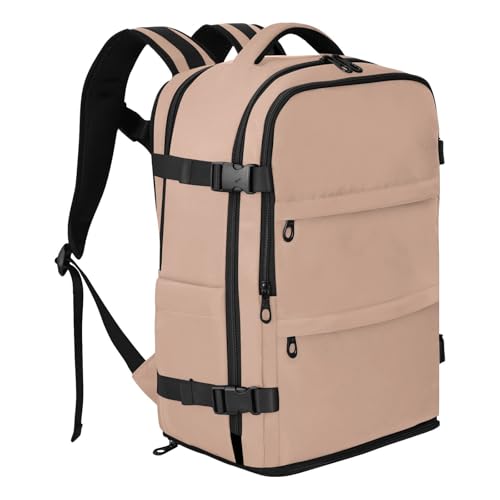 Travel Backpack with Shoe Compartment, 20L Large Capacity Laptop Backpack for Men Women, Dusty Rose Solid Color Daypack for Traveling Hiking Carry On