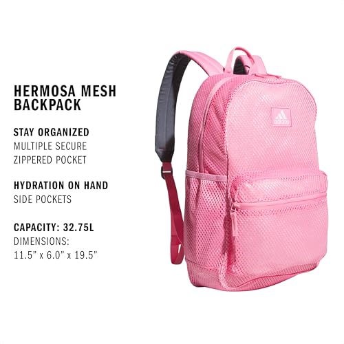 adidas Hermosa Mesh See-Through Backpack – Festival Concert Stadium Beach Bag, 29L, Bliss Pink/2, OSFA - color: Bliss Pink/2