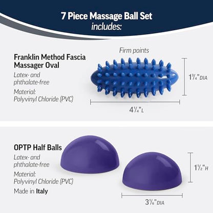 OPTP Massage Ball Set - 7-Piece Self-Massage Kit for Sore Muscle Relief and Myofascial Release - Massage Therapy Tools for Body and Feet