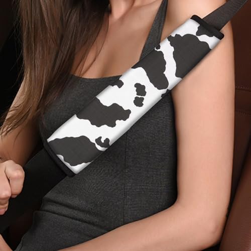 2PCS Cow Print Car Seat Belt Cover Pads,Black and White Seatbelt Covers Protect Shoulder and Neck Car Accessories Interior,Universal Car Seat Strap Pads Car Decorations for Most Cars Trucks - color: Cow Print