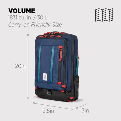 Topo Designs Global Travel Bag – 30L or 40L - Carry-On Compliant Most Airlines, Durable Travel Duffel Bag, Clam Shell Main Pocket, Laptop Sleeve, Backpack, Luggage (30L / Navy) - color: Navy, size: 30L