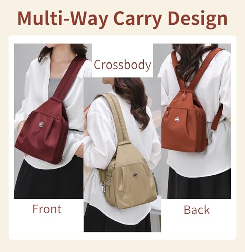 3 in 1 Anti Theft Travel Tote Bag, Convertible Capacity Backpack Purse, Lightweight Sling Bag for Women's Commute & Outdoor (Red) - color: Red