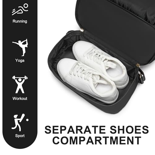 seyfocnia Gym Backpack for Women, Gym Bag with Shoe Compartment Lightweight Travel Workout Sports Backpack Womens Black