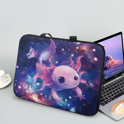 Cute Axolotl 15 Inch Laptop Handle Bag Computer Protect Case Pouch Holder Galaxy Space Notebook Sleeve Neoprene Cover Soft Carring Travel Case for Chromebook Computer Briefcase - color: Cute Axolotl Galaxy Space, size: 15 inch