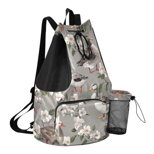 Drawstring Backpack Gym Sackpack With Water Bottle Pocket Wet and Dry Separation