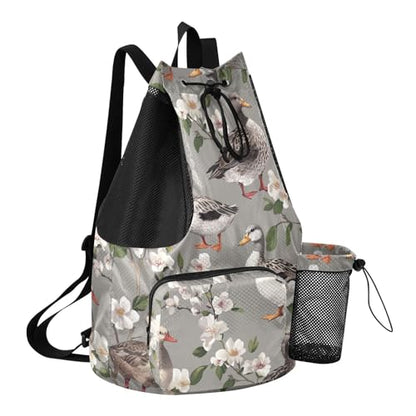 Drawstring Backpack Gym Sackpack With Water Bottle Pocket Wet and Dry Separation
