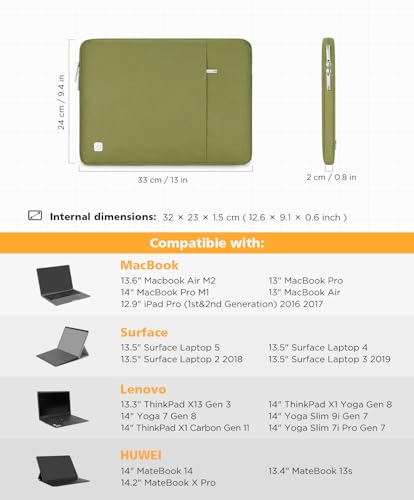 NIDOO 13 Inch Laptop Sleeve 14 inch Computer Carrying Case Bag for 14" MacBook Pro M4 M3/13.5" Surface Laptop 5 6 7/14" ThinkPad E14 L14 / ThinkPad X1 Carbon Yoga/14 ASUS ROG Zephyrus G14, Green - color: Green, size: 12.5-13 Inch / 2017 New MacBook Pro