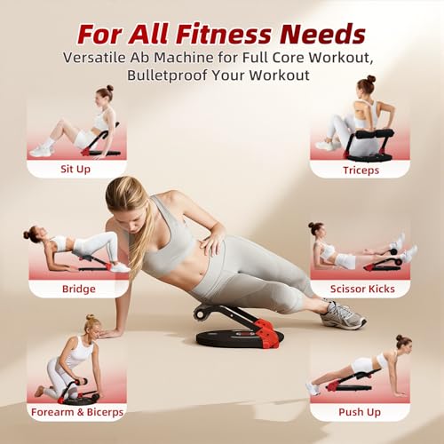Mdeam Upgraded Sit Up Machine, Ab Workout Equipment, Ab Machine & Exercise Equipment with Flat Backrest & Massage Rollers for Home Gym, Sit Up Exercise Equipment with Angle Locking Accessory