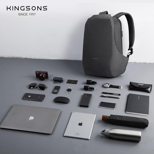 Kingsons Anti-Theft Laptop Backpack-TSA Lock Travel Slim Backpack with USB Charging,Waterproof Polyester Fits 15.6 Inch Laptop for Men Business Office Commuting Hiking Work Black - color: Ks3233w-a-us