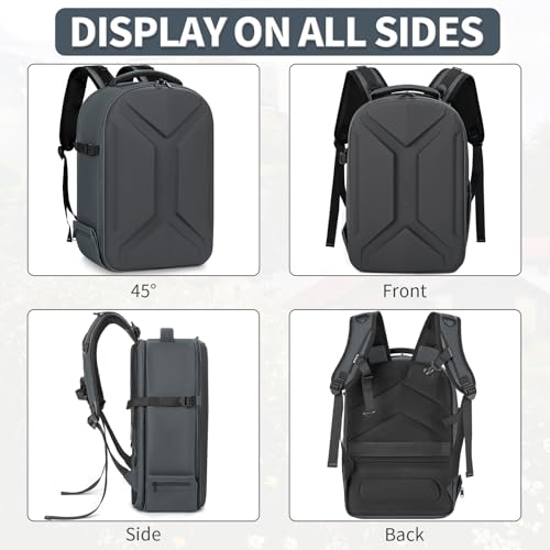 Camera Backpack, Hardshell DSLR Photography Camera Bag with Rain Cover, Waterproof Hard Shell Camera Case with Tripod Holder & 15.6" Laptop Compartment Compatible with Canon/Nikon/Sony/DJI Mavic Drone - color: Grey