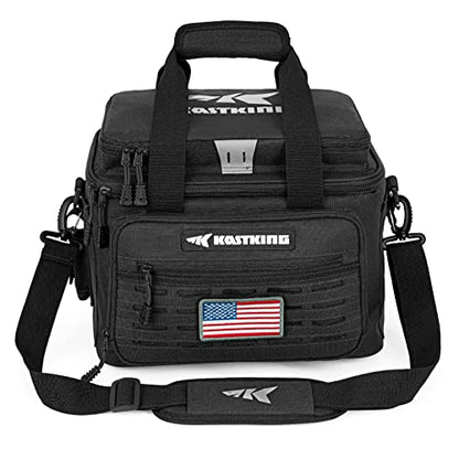 KastKing Fishing Tackle Bags - Saltwater & Freshwater Fishing Bags - Water Resistant, Padded Shoulder Strap - Gear Storage - color: Black-Medium, size: Medium